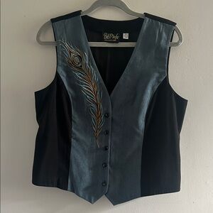 Bob Mackie, Woman’s Size Small Embroidered Peacock Button-Front Vest